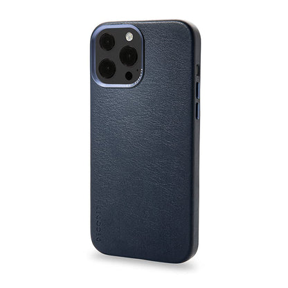 DECODED Cubierta Trasera para iPhone 13 Pro (6.1 Pulgadas) | Cuero de Grano Completo (Azul Marino Mate)
