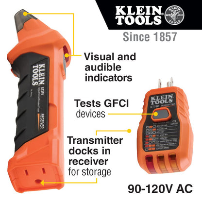 KLEIN TOOLS | Localizador de Circuitos ET310 | Encuentra rápido el interruptor correcto y verifica tomas de corriente | Indicaciones visuales y audibles | Probador de corriente