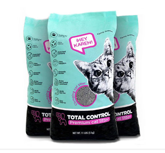 ¡Hey Karen! Arena para Gato 15 kg, Premium, Control Total, Elimina olores por Completo, Rápida Absorción, Libre de Polvo, Limpieza fácil, con Aroma, 20 días sin Mal Olor | 3 Bolsas de 5kg c/u