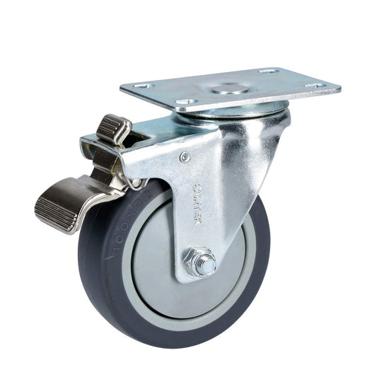 Surtek RT10B Surtek Rodaja polipropileno y TPR giratoria con freno de 4", color, pack of/paquete de 1