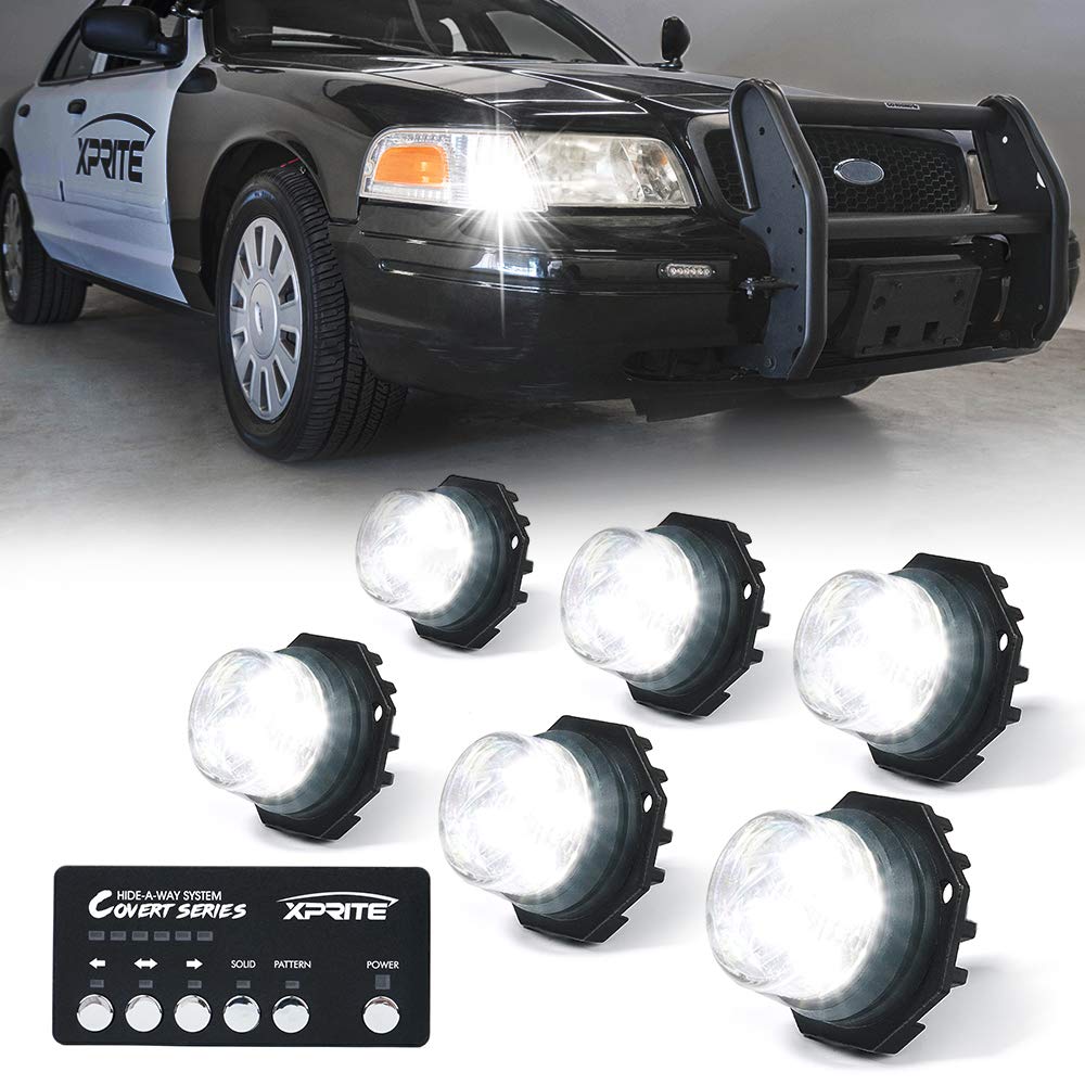 Xprite Kit de Luces LED Estroboscópicas para Vehículos de Emergencia, 6 Piezas - 6 piezas - Blanco