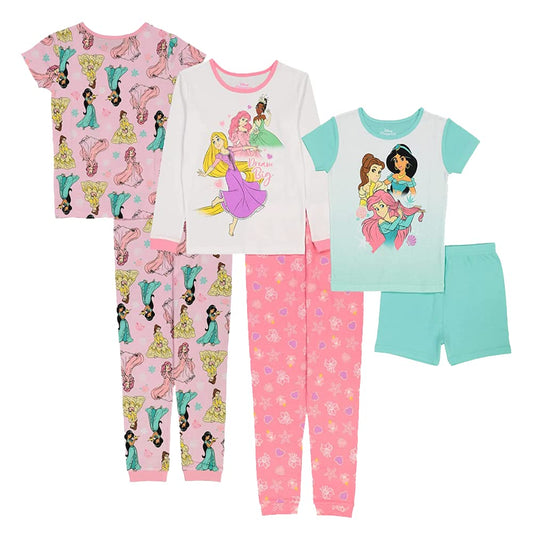 Disney 6-Piece Snug-fit Cotton Pajama Set, Soft & Cute for Kids Juego de Pijama niños Unisex