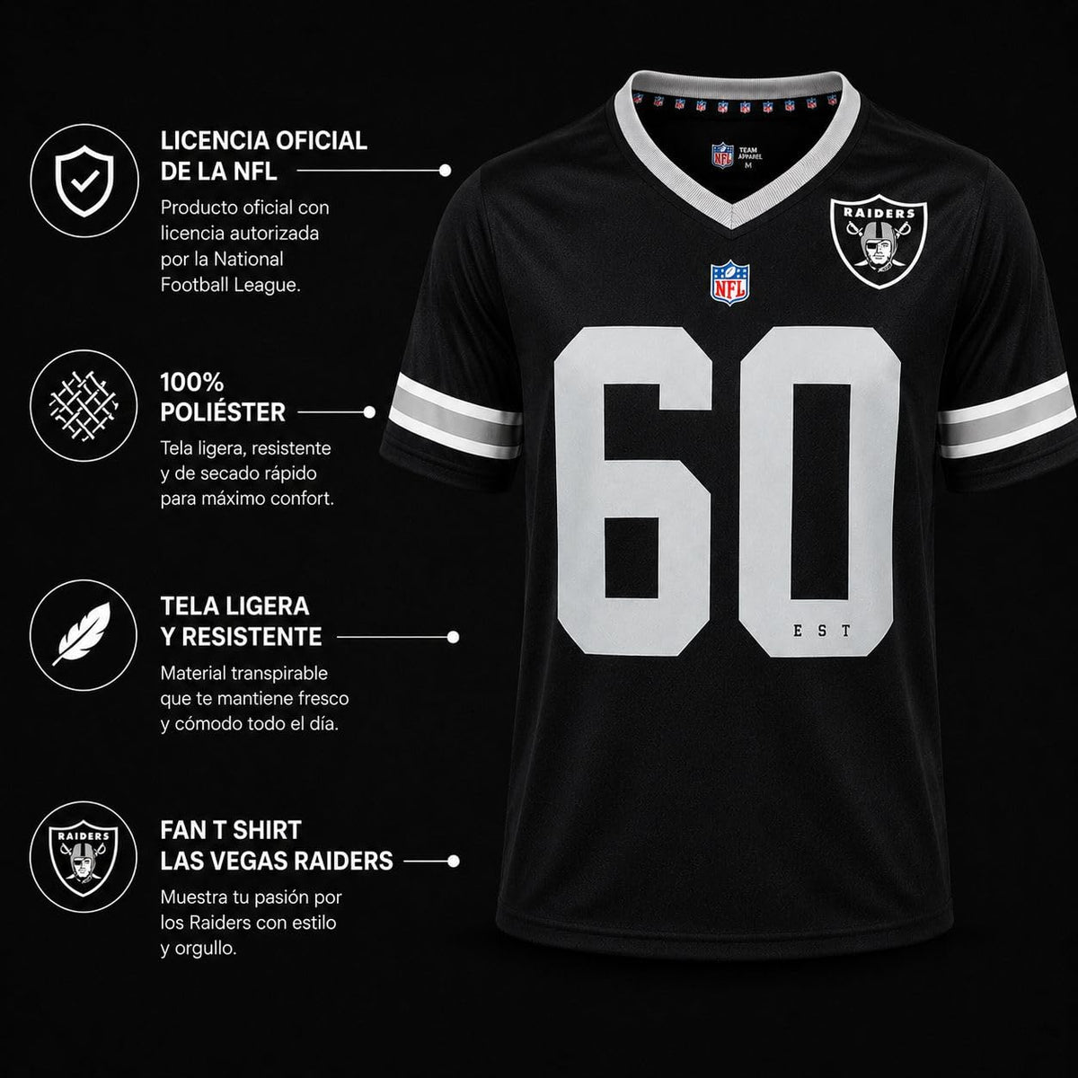 NFL Fan T-Shirt Las Vegas Raiders Negro para Hombre