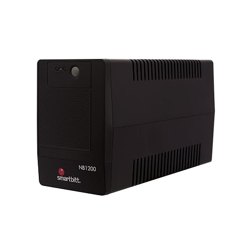Smartbitt - No-Break Interactivo, Regulador y Supresor de Picos - UPS Ideal para apagones y Cortes de energía - Batería de Respaldo - Negro (1200 Va, Hogar y Oficina)