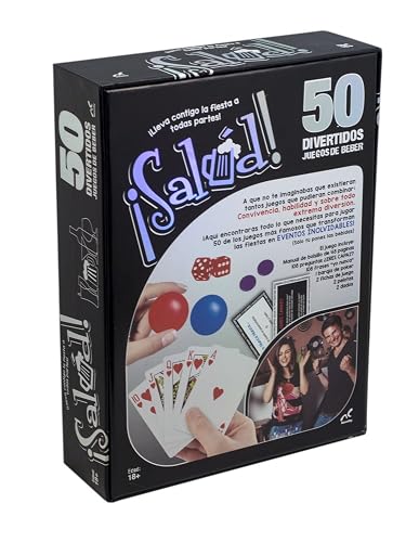 Novelty Corp - ¡Salud! 50 Juegos del Beber, Ideal para Fiestas y Reuniones, Juegos de Mesa para Adultos, Versatilidad y Diversión, Desde ''Yo Nunca'' Hasta Baraja de Póker
