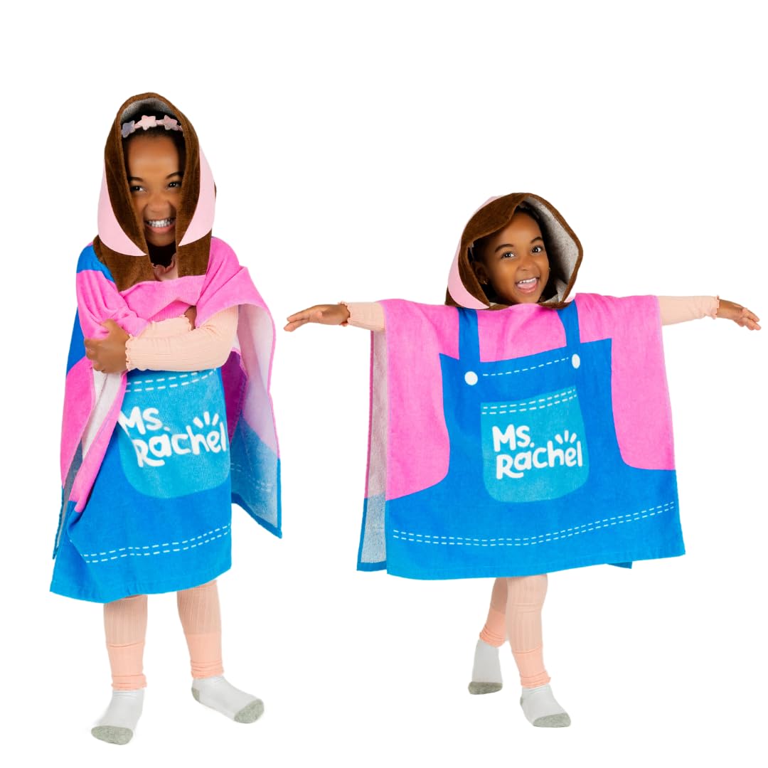 Franco Ms. Rachel - Toalla con Capucha para niños, para Playa, Piscina, baño, Campamento, 24 x 22 Pulgadas, Cubierta de algodón Absorbente, (Producto con Licencia Oficial)