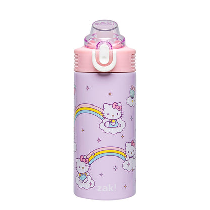 Zak Designs Botella de Agua Infantil de Acero Inoxidable 14 oz - 0.4 Litros - hello kitty