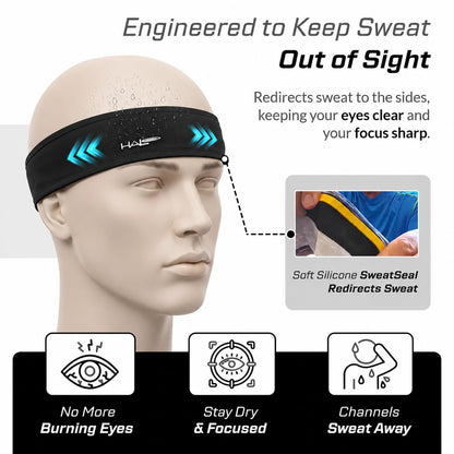 Halo II Sweatband Pullover Banda para la Cabeza, Negro, 1 Talla | Halo II - Diadema negra con bloque de sudor, absorbe la humedad, lavable a máquina