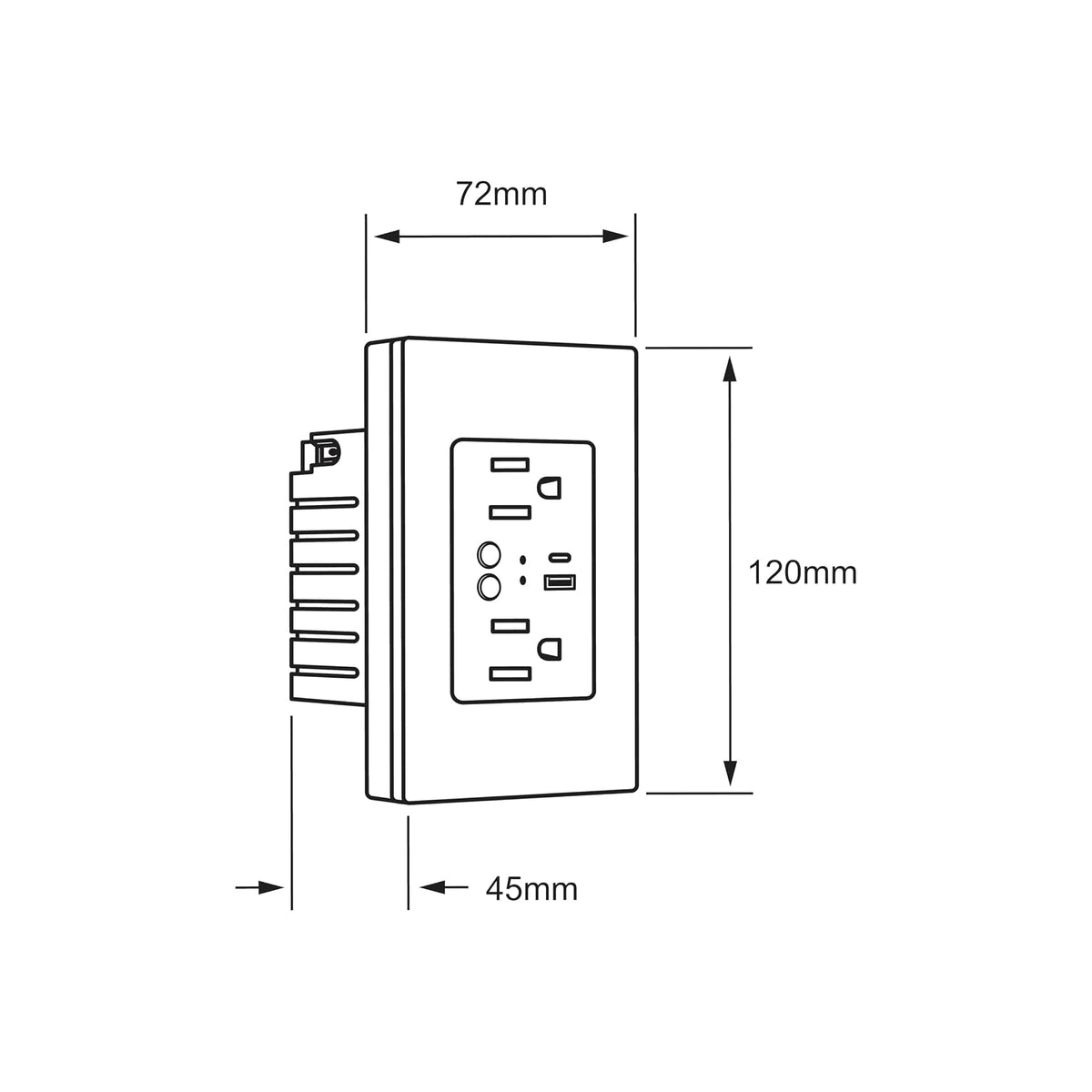 Tecnolite Connect - Contacto de Pared Inteligente WiFi Tomacorriente, 2 contactos + 2 puertos USB C/USB A, Cable Neutro, Compatible con App móvil, Alexa, Google y Siri