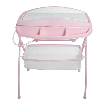 Prinsel | Bañera Multifuncional Onda | Bañera y Cambiador Acolchonado para Bebé | Plegable con Bañera Anatómica | Circulos - Rosa | Manguera de Desagüe | De 0 a 12 meses | Artículos para Bebés - Recién Nacidos