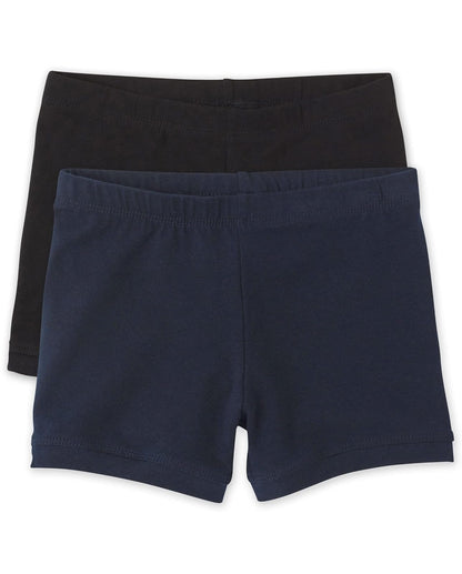 The Children's Place Pantalón Corto de Uniforme para Niña, Paquete de 2 - Negro - Tidal 2-pack - M
