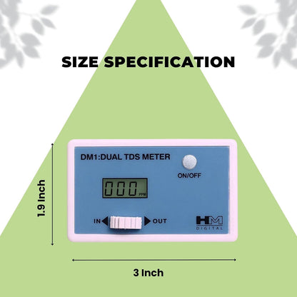 HM Digital DM-1 In-Line Dual TDS Monitor, 0-9990 ppm Range, +/- 2% Readout Accuracy