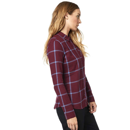 Fox - Botones de Franela estándar para Mujer, Color carbón/Grafito/Rojo, Talla L