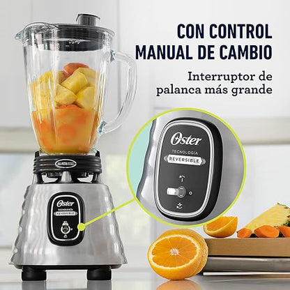 Licuadora clásica Oster reversible cromada vaso de vidrio BLSTBESTE013