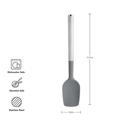 KitchenAid - Espátula con bordes curvados y mango de acero inoxidable, antiadherente, duradera, apta para lavaplatos