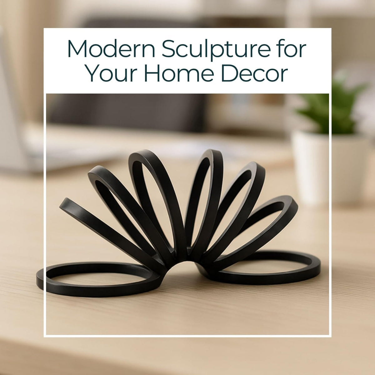 Sagebrook Home Metal, 11 Pulgadas, decoración de Anillo Slinky Negro, Redondo, Aluminio, contemporáneo, 11 Pulgadas de Largo x 5 Pulgadas de Ancho x 6 Pulgadas de Alto, Color sólido
