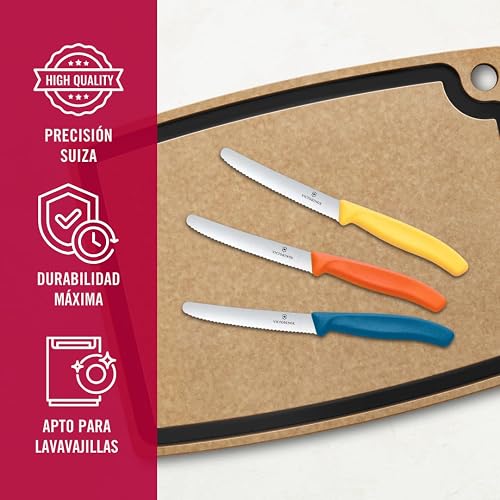 Victorinox Juego de Cuchillos para Tomate y Mesa, Swiss Classic, Filo Dentado, Colores Varios