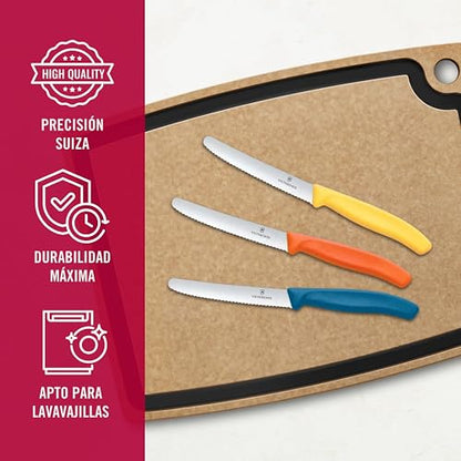 Victorinox Juego de Cuchillos para Tomate y Mesa, Swiss Classic, Filo Dentado, Colores Varios