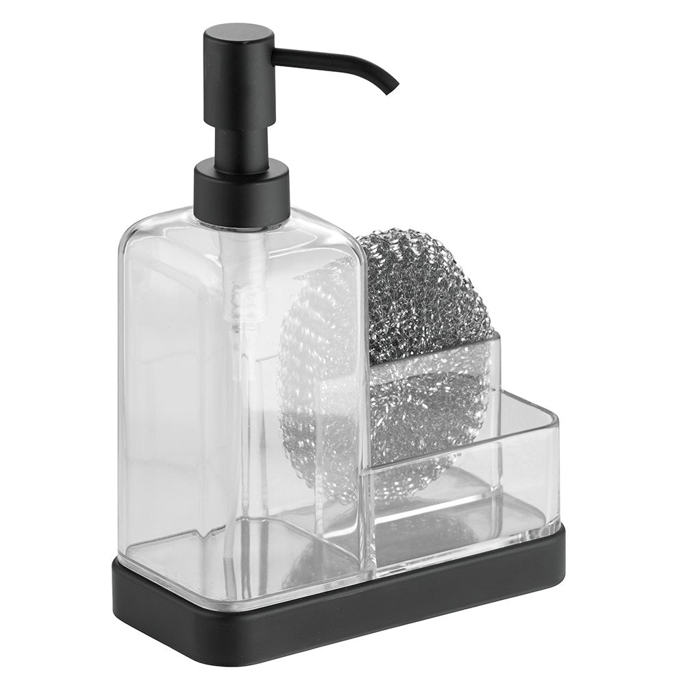 InterDesign Forma Soap and Sponge Caddy, Matte Black/Clear