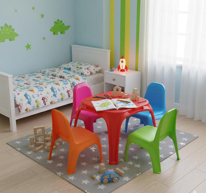 Italhome Set Infantil Mesa con Cuatro Sillas, Multiusos para Jugar, Leer Y Comer