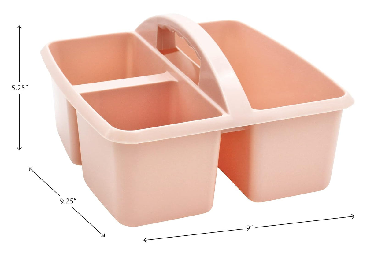 Teacher Created Resources Blush Organizador de almacenamiento de plástico portátil, paquete de 6 para aulas, habitación de los niños y organización de oficina, 3 compartimentos