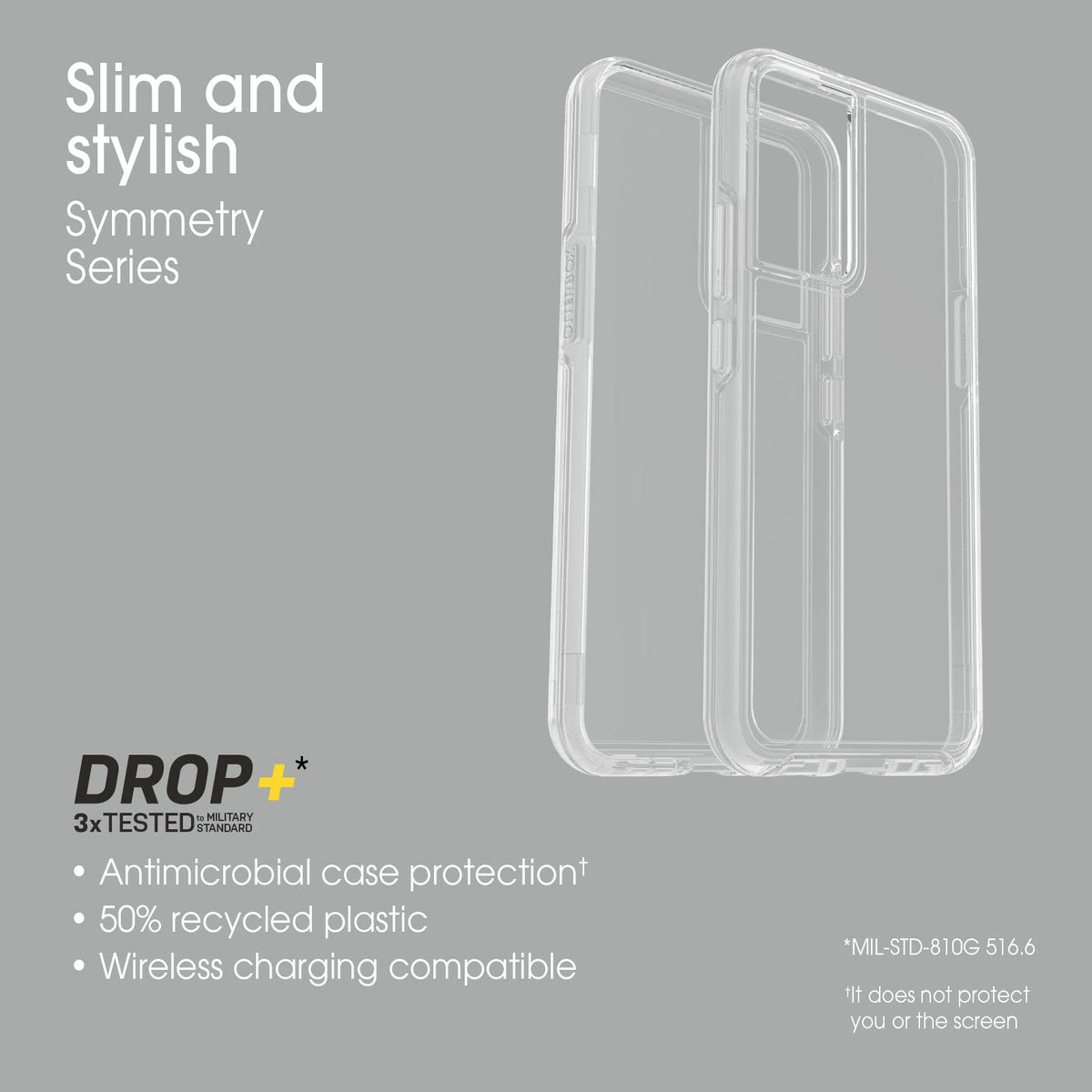 OtterBox - Funda para Galaxy S22+ Symmetry Series – Stardust (Glitter/Clear), Ultra Elegante, Compatible con Carga inalámbrica, Bordes elevados Que protegen la cámara y la visualización