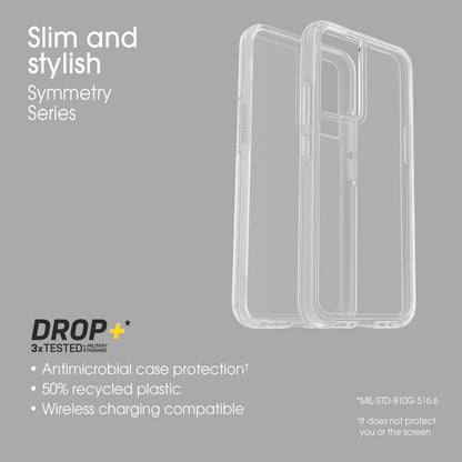 OtterBox - Funda para Galaxy S22+ Symmetry Series – Stardust (Glitter/Clear), Ultra Elegante, Compatible con Carga inalámbrica, Bordes elevados Que protegen la cámara y la visualización