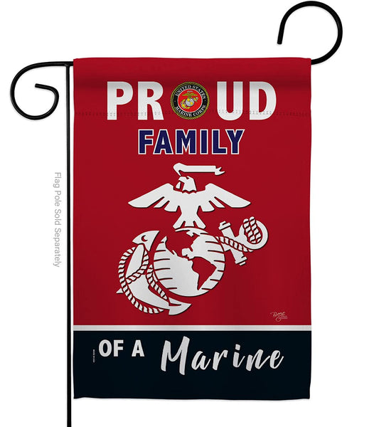 Breeze Decor Bandera de jardín de la familia orgullosa de las Fuerzas Armadas del Cuerpo de Marines USMC Semper Fi de los Estados Unidos de América, Militar de veteranos de jubilación oficial para la casa de jubilación, regalo de doble cara, fabricado en 