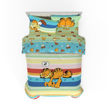 Franco - Juego de sábanas y edredón Reversible de 5 Piezas, para niños, (Producto con Licencia Oficial), Garfield
