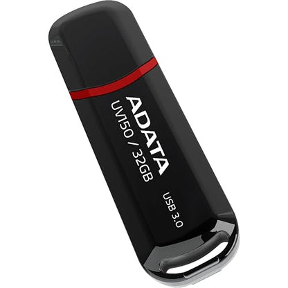 ADATA 32 GB Memoria Flash USB 3.0 con Tapa Color Negro con Rojo (Modelo UV150)