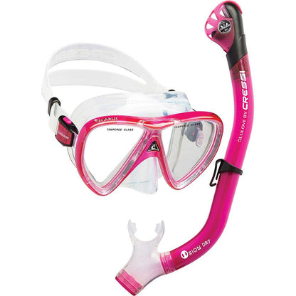 Cressi Kit de Esnórquel Ikarus y Orion Dry para Adultos - Claro - Translucent Rosado - Orion Dry
