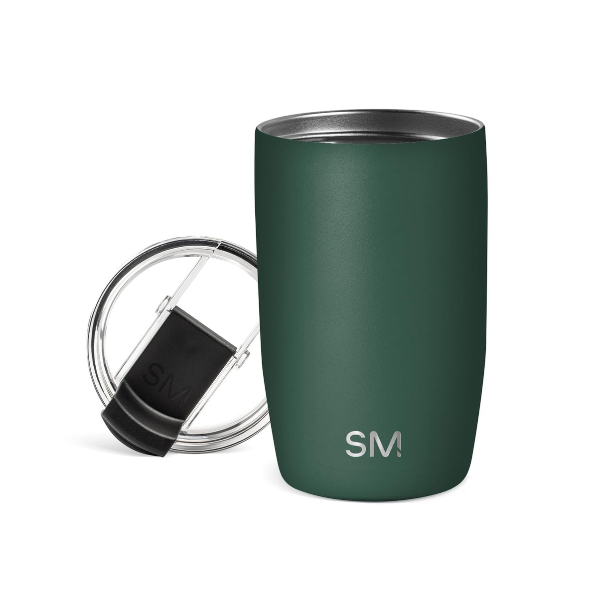 Simple Modern Voyager - Taza de Viaje con Tapa Abatible, Acero Inoxidable, Popotes Incluidos - 355ml - -Forest