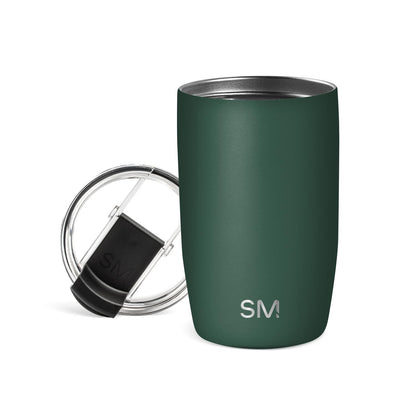 Simple Modern Voyager - Taza de Viaje con Tapa Abatible, Acero Inoxidable, Popotes Incluidos - 355ml - -Forest