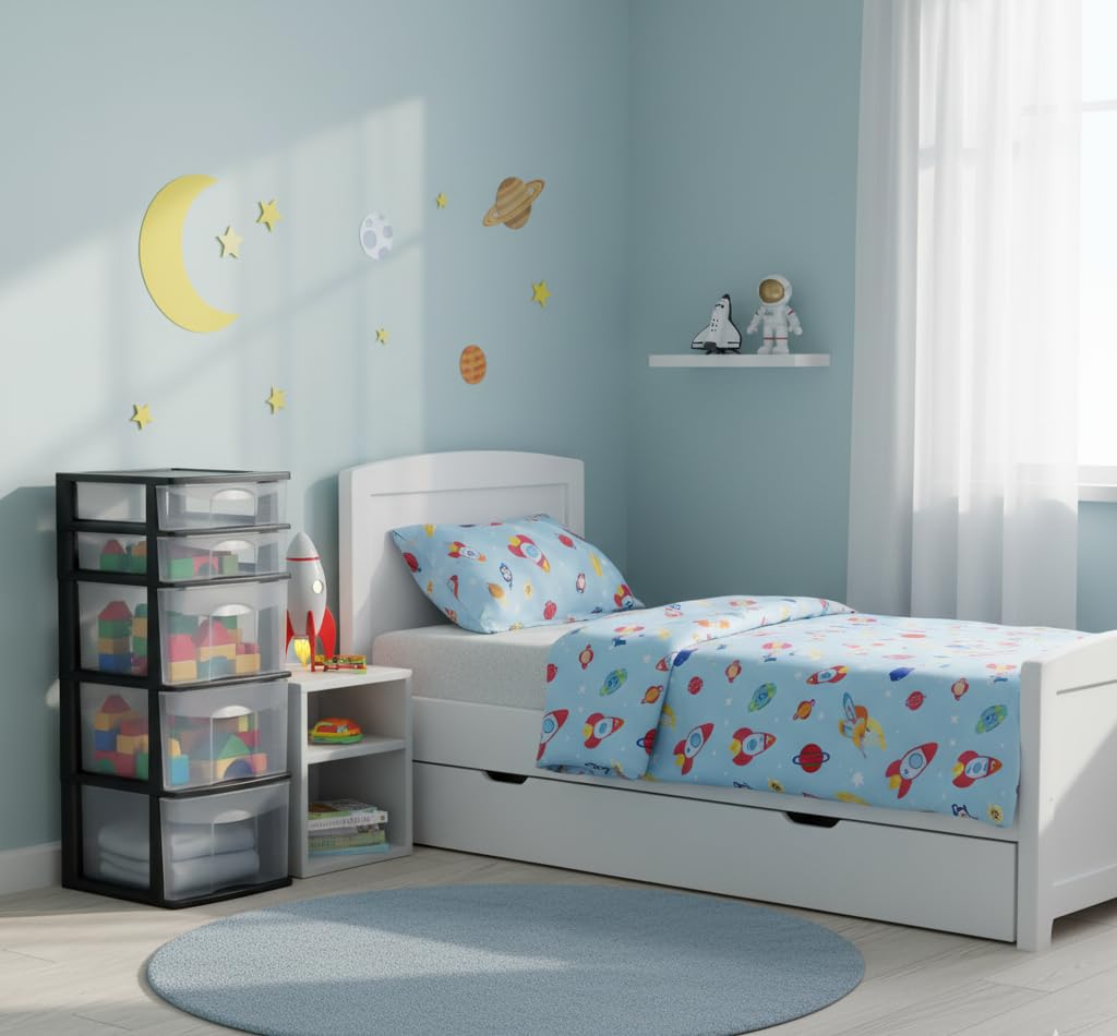 Italhome Cajonera FOX 5 de Plástico 5 Cajones Transparentes, Organizador Multiusos para Hogar y Oficina, Mueble Resistente Fácil Armado, Color Negro