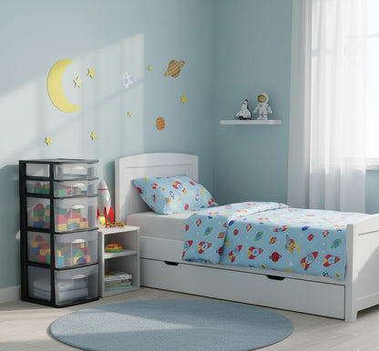 Italhome Cajonera FOX 5 de Plástico 5 Cajones Transparentes, Organizador Multiusos para Hogar y Oficina, Mueble Resistente Fácil Armado, Color Negro