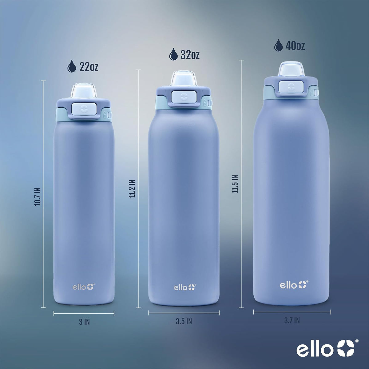 Ello Pop & Fill - Botella de agua de acero inoxidable de 32 onzas con tecnología de llenado rápido, doble pared y metal aislado al aspiradora, tapa de bloqueo a prueba de fugas, beber y chug,