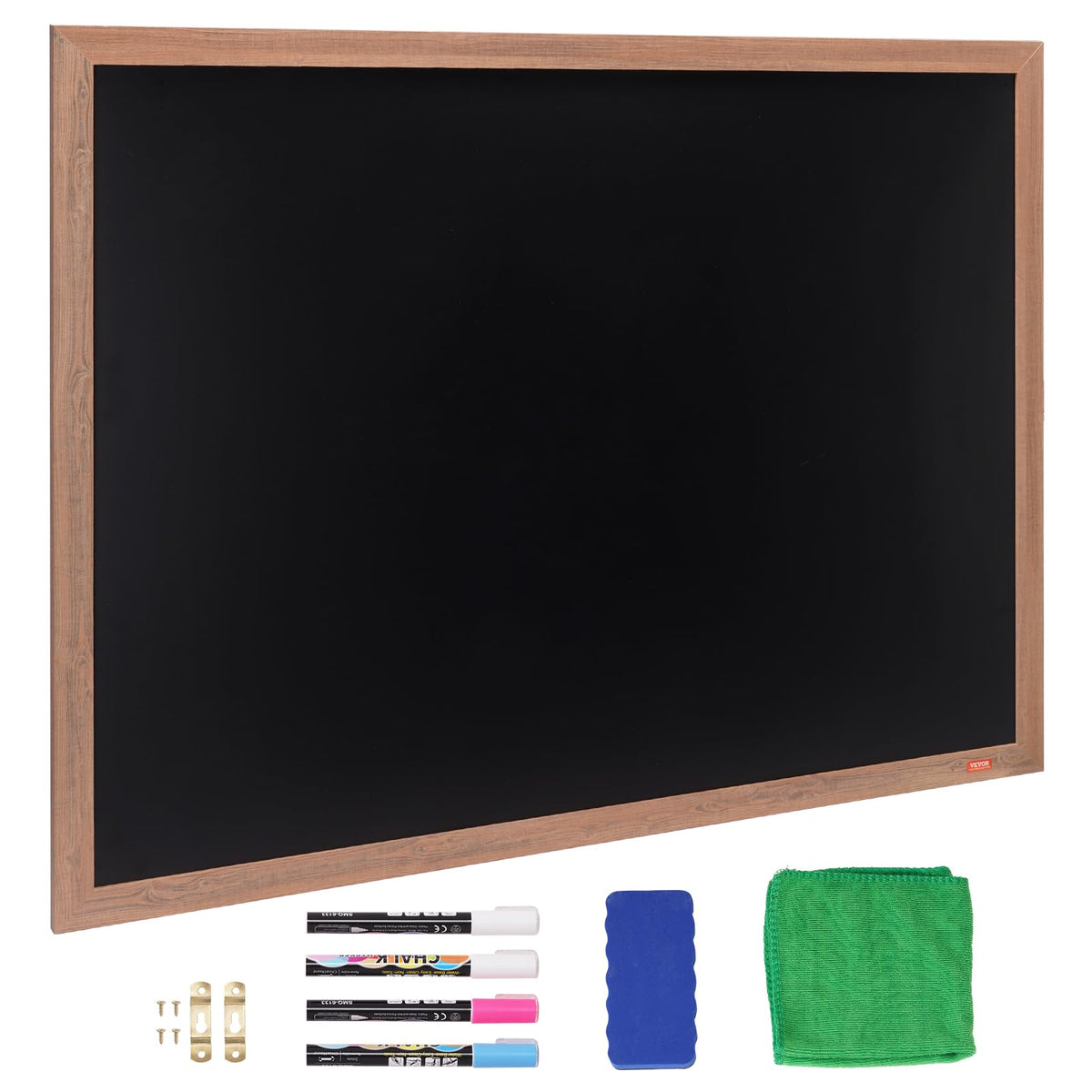 VEOVR - Tabla de gis magnética, carteles para colgar con tizas y borrador, letrero de pizarrón de madera clásico, calendario enmarcado de color café rústico y tablas combinadas, 35 x 46 pulgadas,