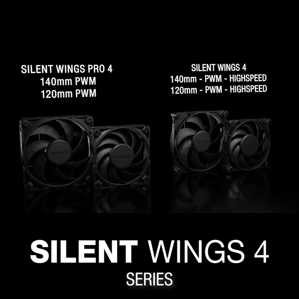 ¡Be quiet! Silent Wings Pro 4 120 mm PWM 3000 RPM Ventilador de refrigeración de bajo ruido premium | 4 pines | BL098