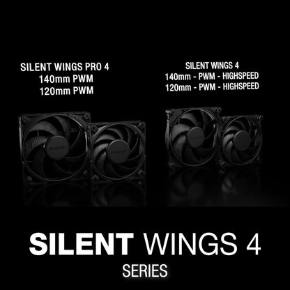 ¡Be quiet! Silent Wings Pro 4 120 mm PWM 3000 RPM Ventilador de refrigeración de bajo ruido premium | 4 pines | BL098