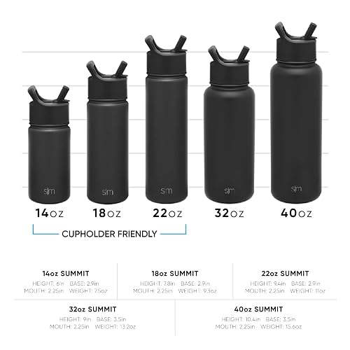 Simple Modern Botella de Agua con Popote, Asa y Tapa para Beber, Aislamiento al Vacío | Frasco Grande | Regalos para Mujeres & Hombres | Summit Colección| 1180ml | Blush