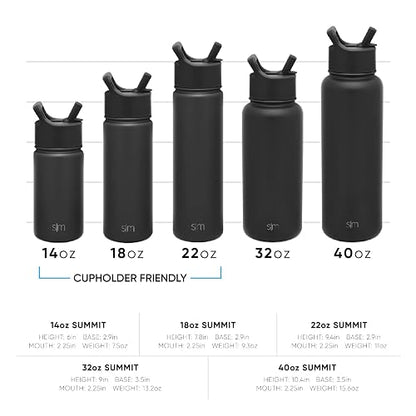 Simple Modern Botella de Agua con Popote, Asa y Tapa para Beber, Aislamiento al Vacío | Frasco Grande | Regalos para Mujeres & Hombres | Summit Colección| 1180ml | Blush