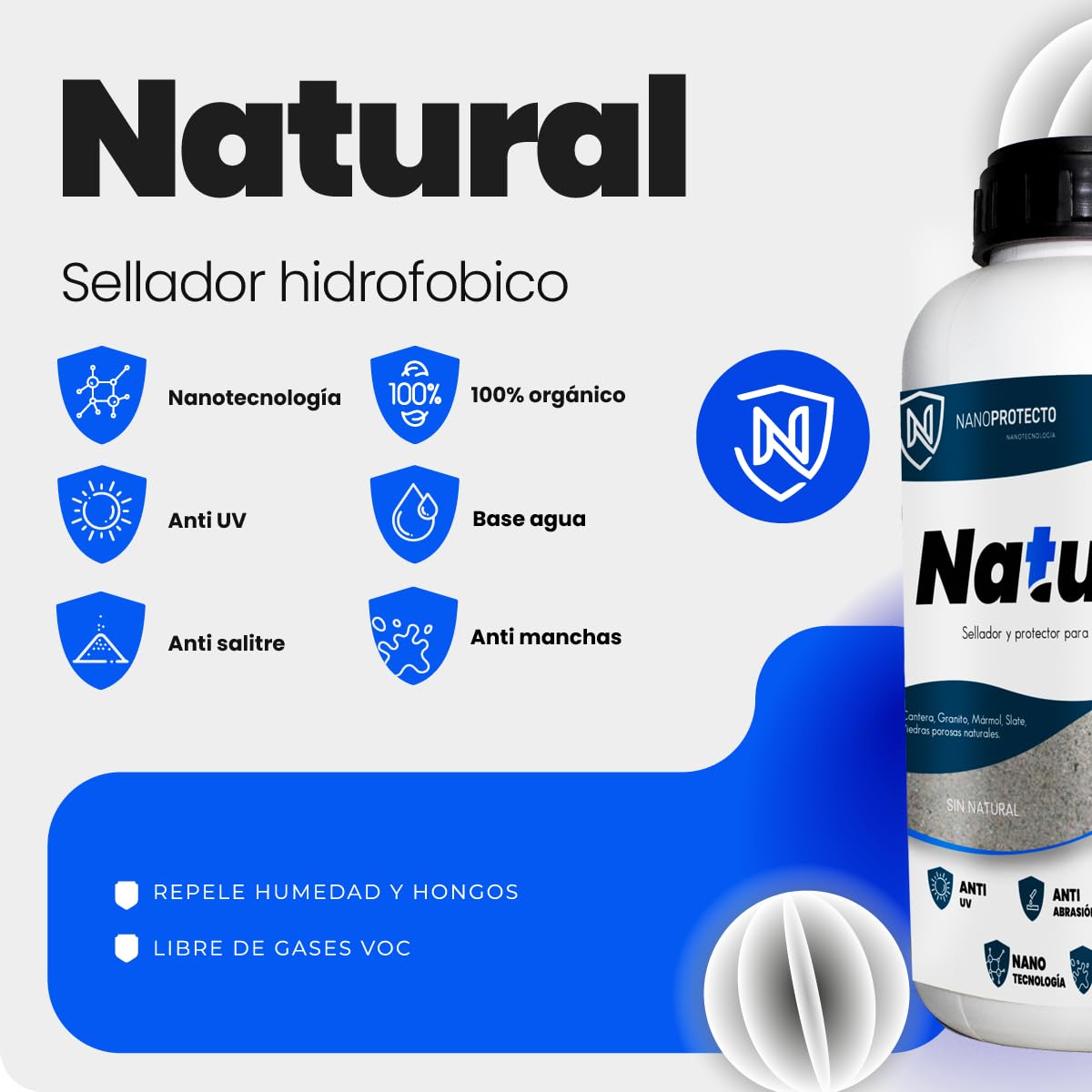 767SSNAT NATURAL Sellador Protector Orgánico para Cantera, Granito, Mármol, Slate, Piedra Natural 4l