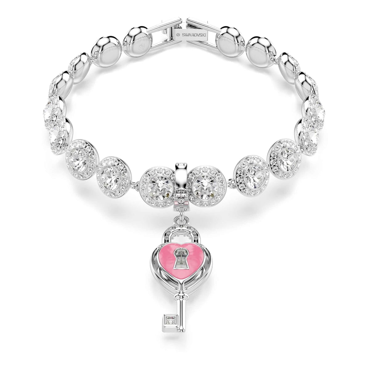 Swarovski Colección Idyllia, brazalete, brillos mixtos, corazón, rosa, acabado en metal mixto