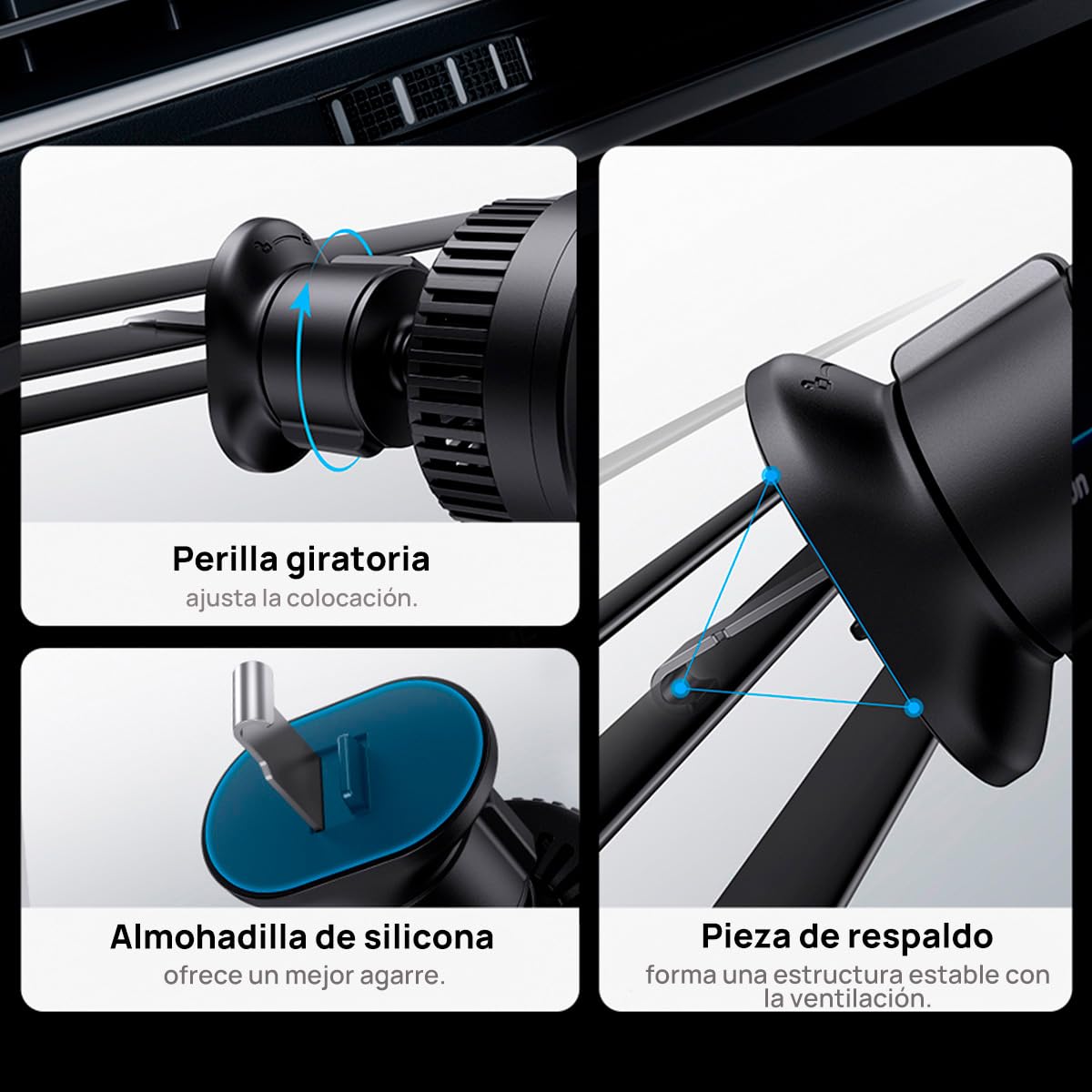 Baseus Cargador inalámbrico Magnético de Automóvil 15W Soporte para teléfono de Carga rápida para ventilación de automóvil para iPhone 15 14 13 12, Samsung Galaxy & Note, Google Pixel y Huawei, Black