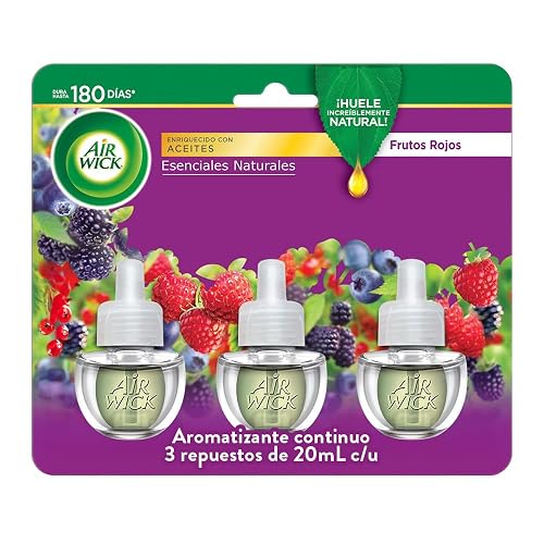 Air Wick® Aromatizante de Ambiente Continuo, Frutos Rojos, 3 repuestos de 20 ml c/u
