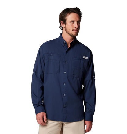 Columbia PFG Tamiami II Camisa de Manga Larga para Hombre - Marino Colegial - XXL - Sólido