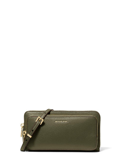 Michael Kors Jet Set Large Continental Crossbody Wallet Jet Set - portafolios cruzada grande Continental Mujer - Talla única - Herrajes dorados - piel guijarros - hiedra