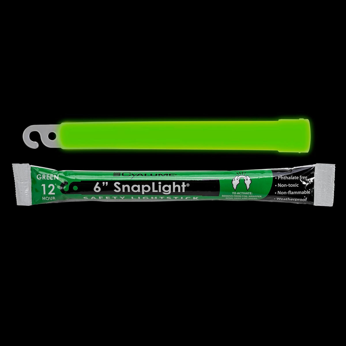 Cyalume - Green Glow Sticks: 12 horas de luz brillante de primera calidad, barras de luz SnapLight de 6 pulgadas para una variedad de usos (paquete de 10)
