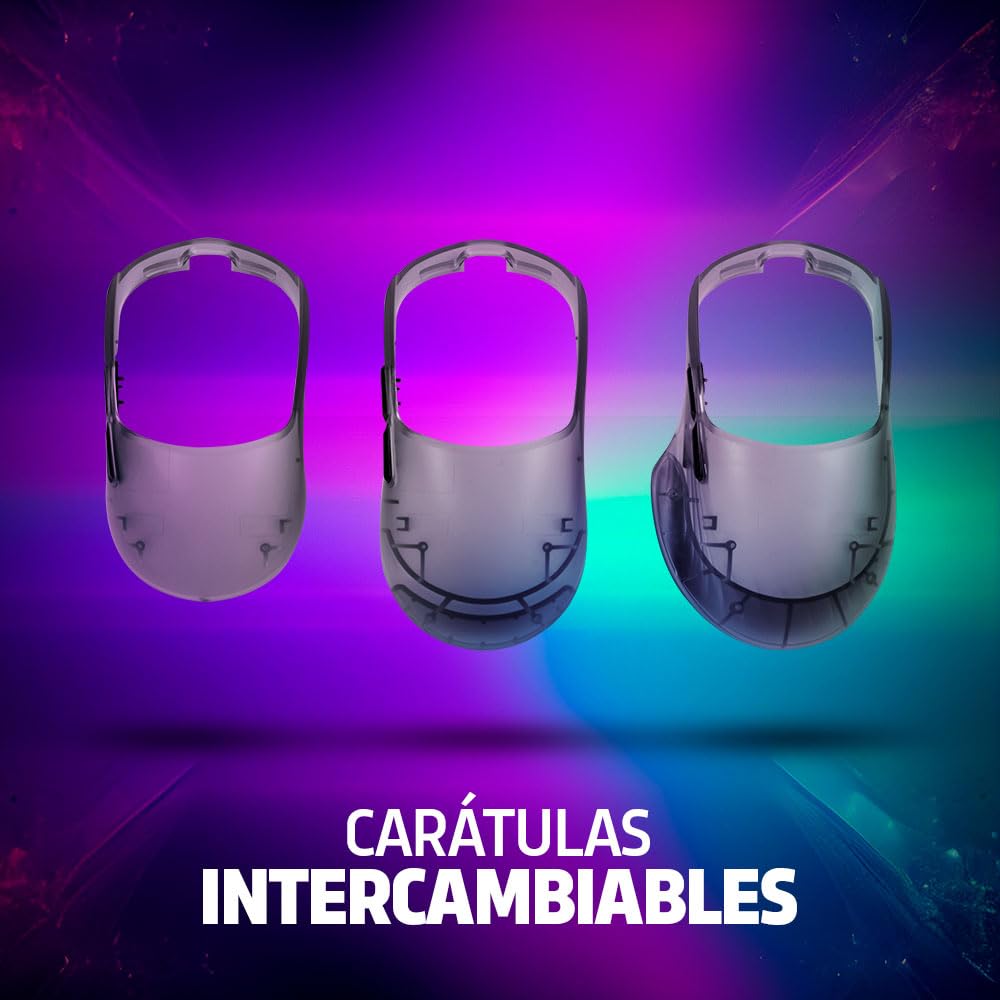 GAME FACTOR MOG530-BK Mouse Gamer, Sensor Pixart 3327, 12000 dpi, RGB, 3 Carcasas Intercambiables, Cable 1.8m, 10M Clics, Polling Rate 1000Hz, Ideal para Juegos PC Color Negro