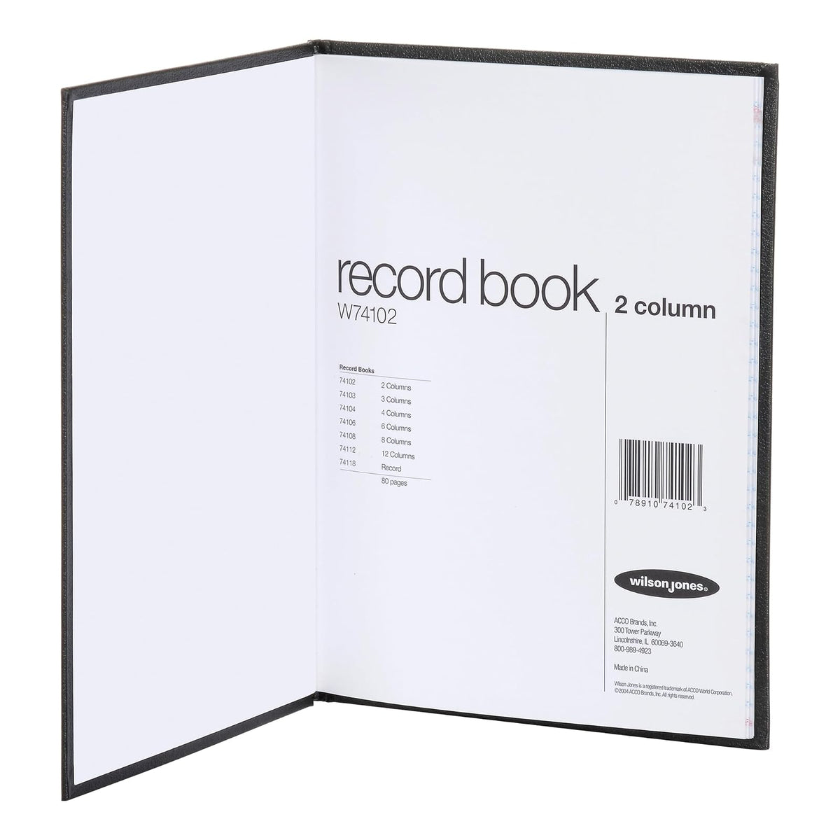 Wilson Jones Hardbound Accounting Journal, 9.25 x 7 Inches, 2 Columns, 80 Pages, 30 Lines per Page, Black (W74102A)